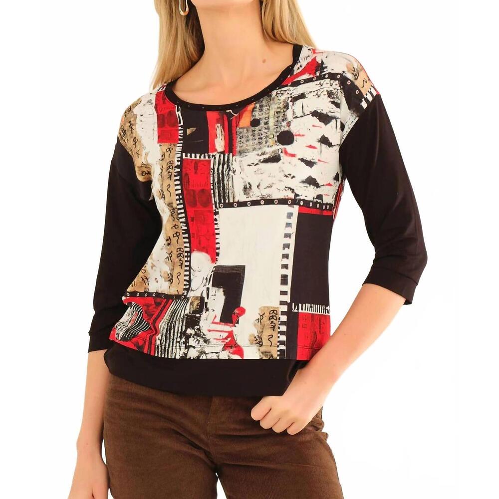 NEW DOLCEZZA knit pullover in red/black/white